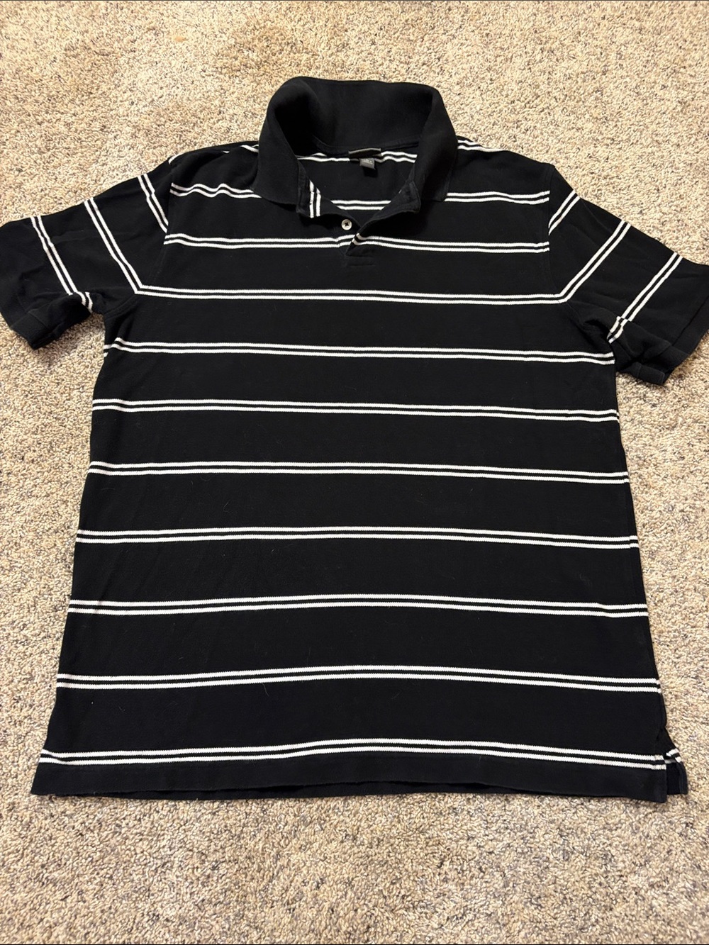 Merona Black Polo with White Horizontal Stripes